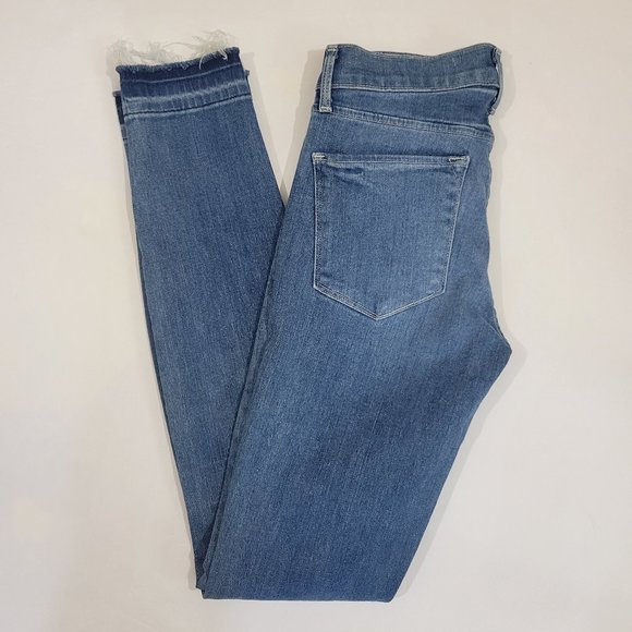 AYR Rise Skinny Stretch Raw Frayed Hem Jean, Medium Wash - Size 24 x 28 - Picture 5 of 11